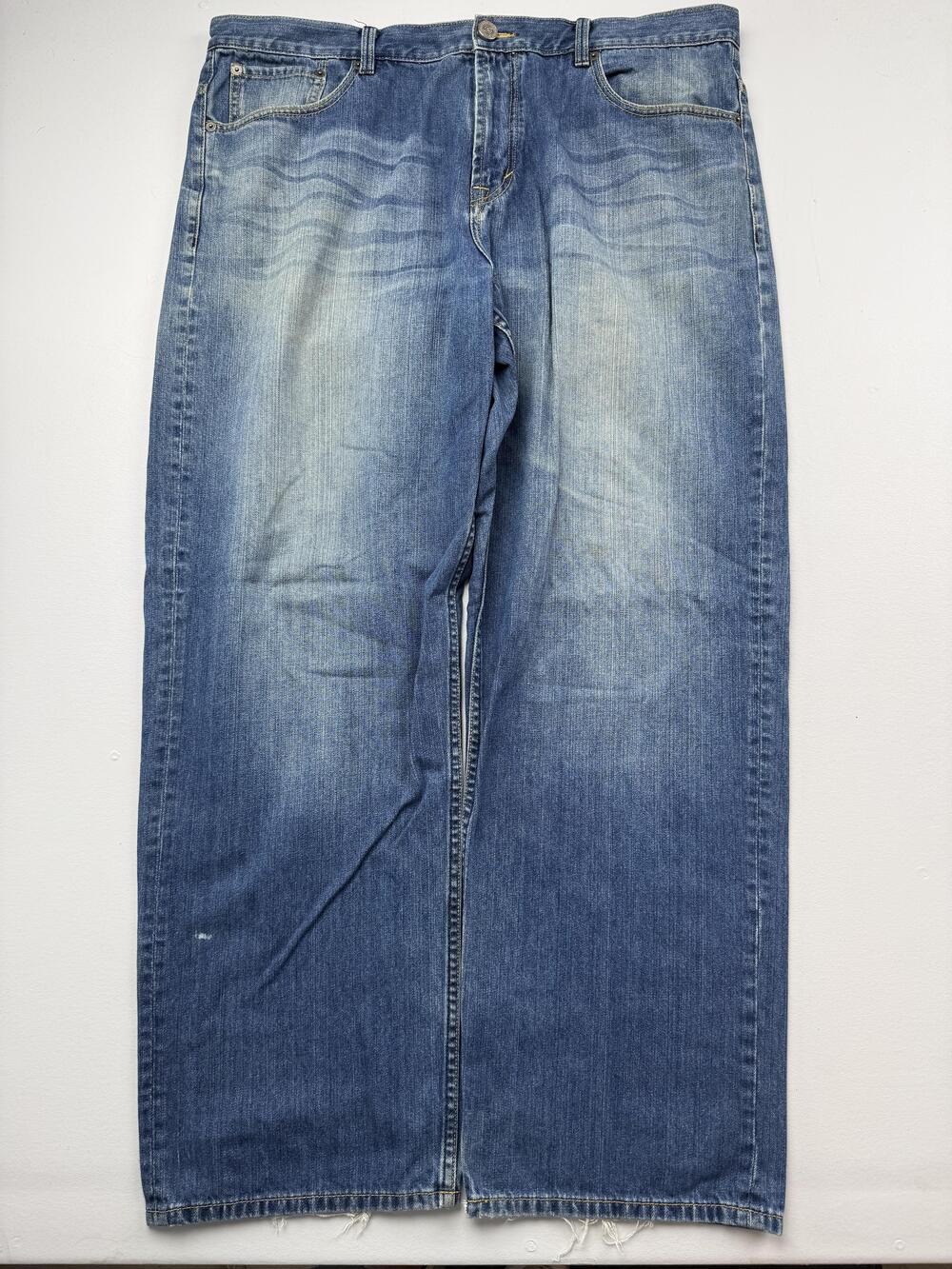 Sean John Jeans Mens 40 Blue Medium Wash Denim Relaxed Wide Leg Distressed